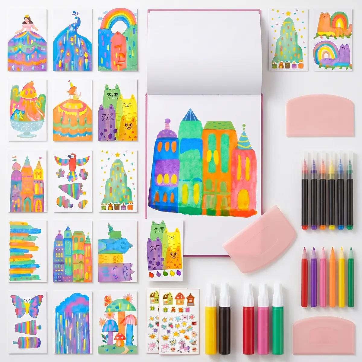 Rainbow Scratch Art Kit for Kids -DIY Magic Scratch Painting Set with 20 Art Cards, Stickers & Creative Craft Activities Trending Accessories Surprise Shade Onesize