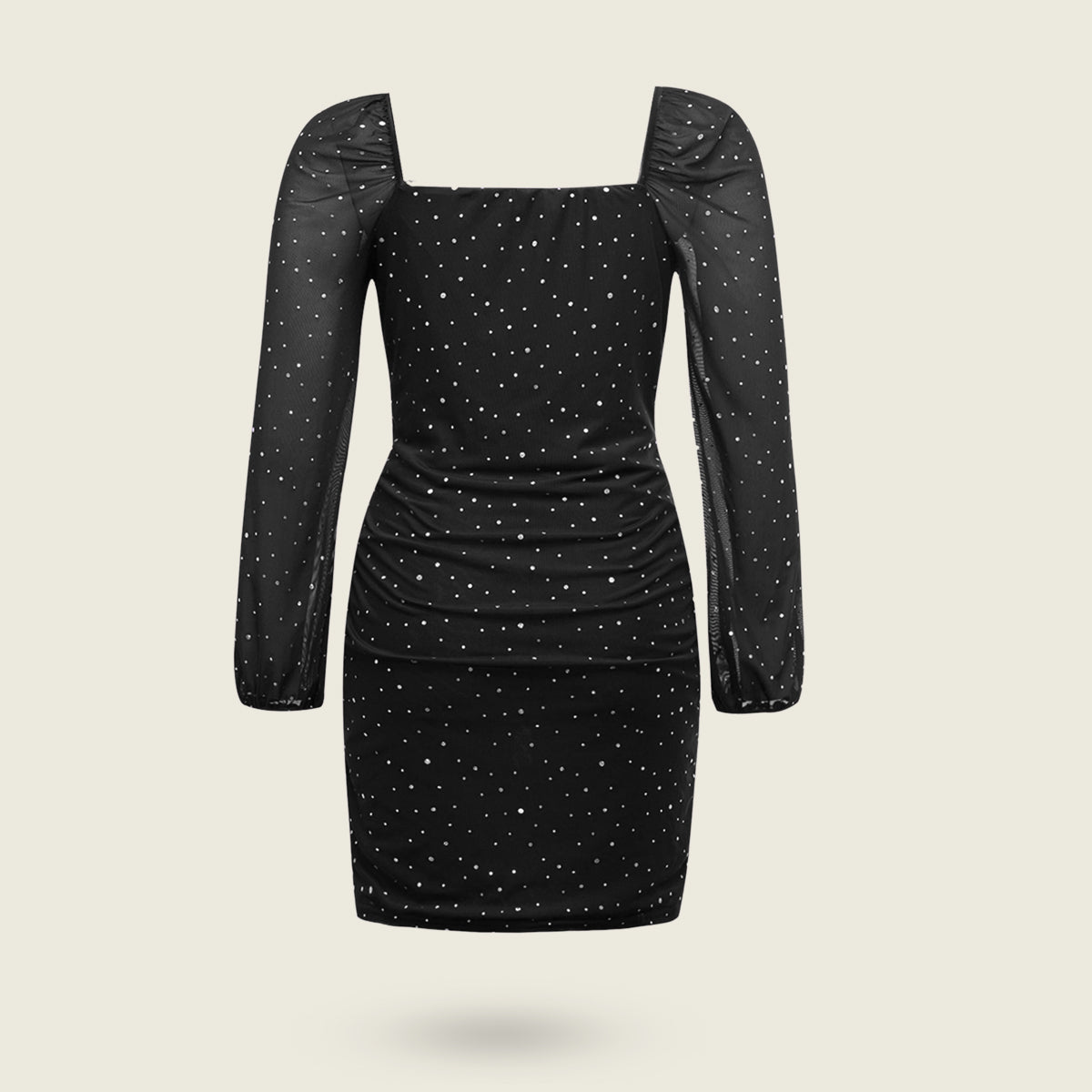 Girls Black Sequined Long Sleeves Square Neck Bodycon Dress Party Dresses