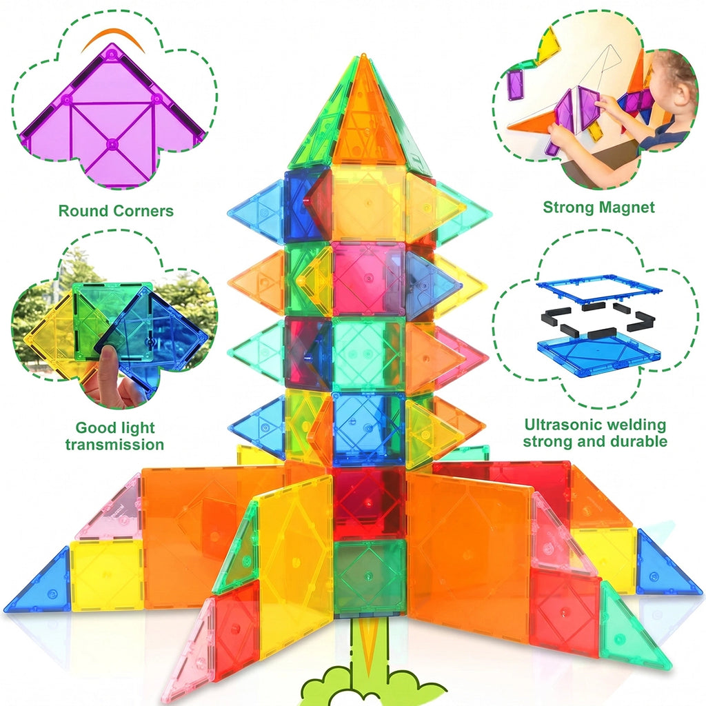INCLUD Magnetic Tiles Set -Build, Learn & Imagine Bigger 50 Tiles Trending Accessories