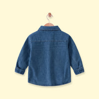 Boys Dark Blue Long Sleeve Denim Shirt Shirts