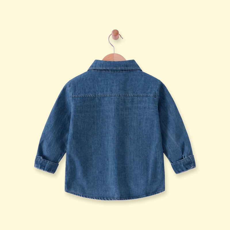 Boys Dark Blue Long Sleeve Denim Shirt Shirts