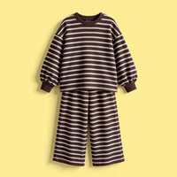 Girls Brown Striped Sweatshirt & Pants Co-ord Sets Sets Brown 1-2 Y