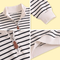 Boys White Striped Half Zip Long Sleeve Sweatshirt Sweatshirts & Hoodies
