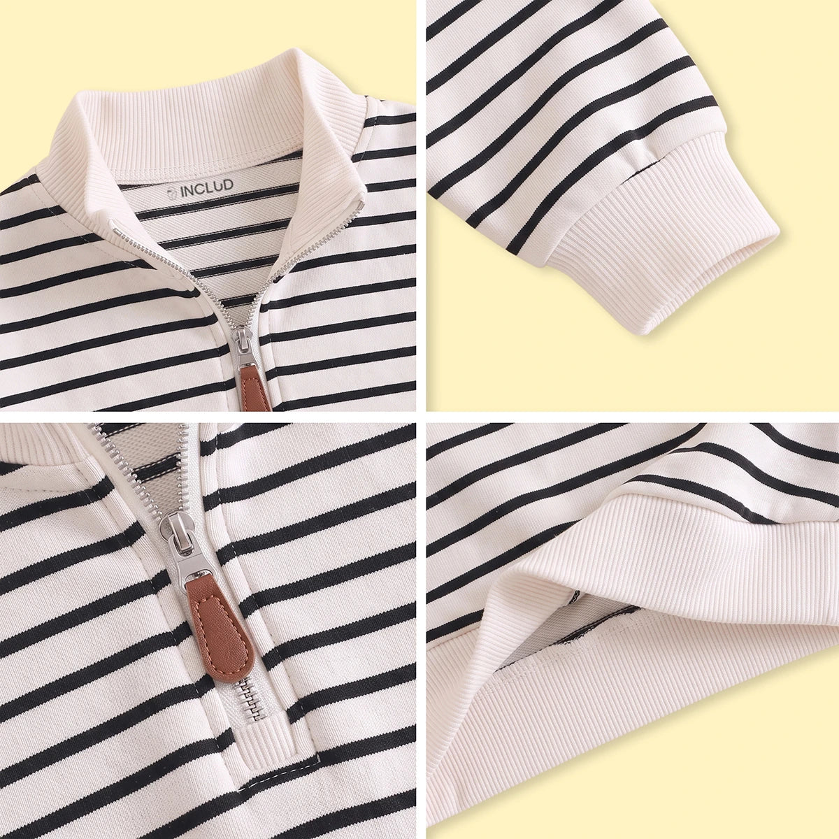 Boys White Striped Half Zip Long Sleeve Sweatshirt Sweatshirts & Hoodies