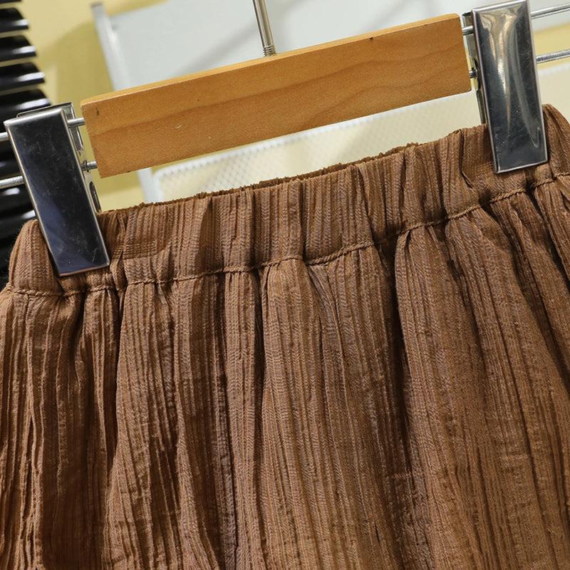 Girls Brown Textured Bow Detail Sleeveless Top With Shorts Set Sets