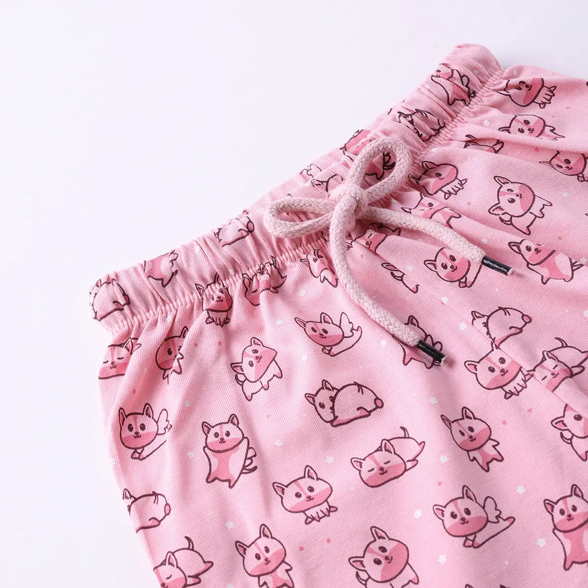 Girls Pink Animal Graphic Short Sleeve Top With Elasticated Shorts Sets Sets