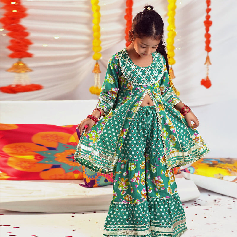 Girls Bandhani Printed Sharara Set Ethnic Gift Hamper Ethnicwear Girls