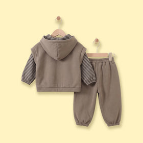 Girls Grey Fleece Hooded Sweatshirt & Jogger Co-ord Sets Sets