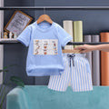 Boys Sky Blue Animal Graphic Short Sleeve T-Shirt With Drawstring Shorts Sets 2 pc. Sets Sky Blue 0-1 Y