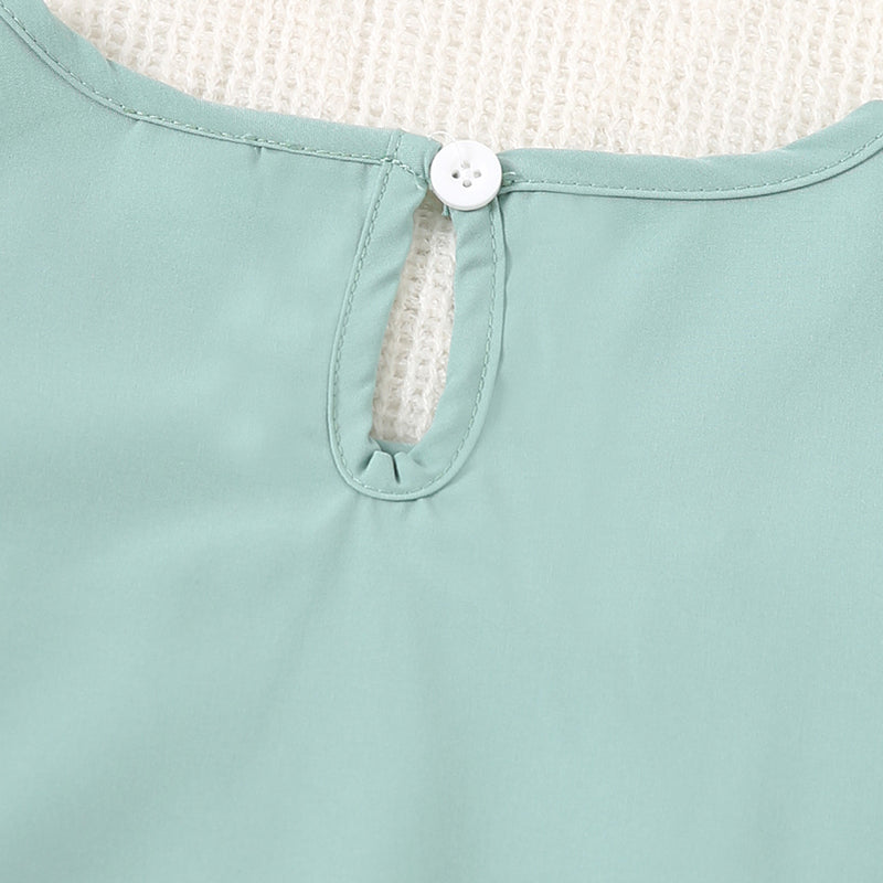 Girls Green Flutter Sleeves A-Line Casual Dress Casual Dresses
