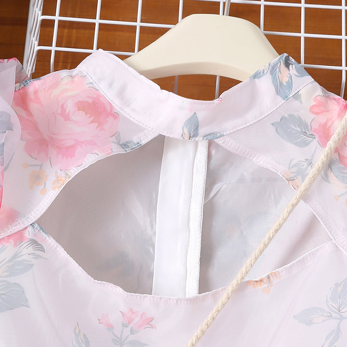 Girls Pink Floral Printed Semi-Casual Dress Casual Dresses