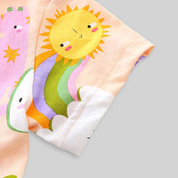 Girls Cartoon Graphic Short Sleeve Fit & Flare Dress Casual Dresses   