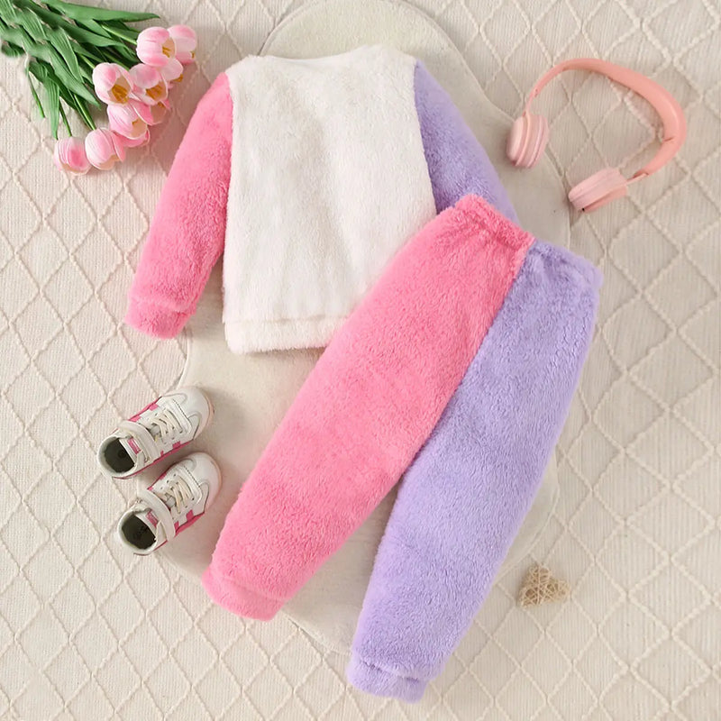 Girls Multicolor Heart Embroidered Sweatshirt With joggers Set 2 pc. Sets