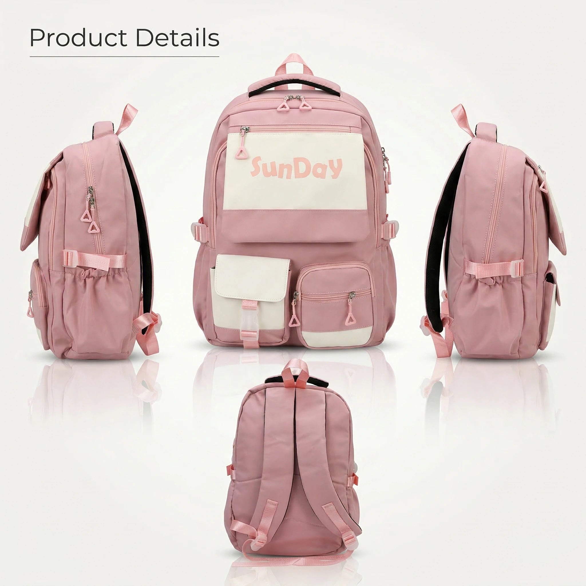 Girls Pink Multi-Pocket School Backpack Trending Accessories