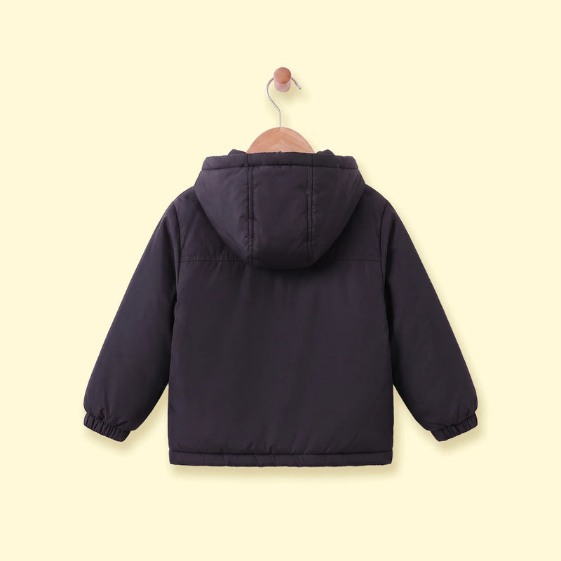 Girls Black Long Sleeve Hooded Zip-up Jacket Coats & Jackets