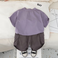 Boys Purple Bear Printed T-Shirt With Cargo Shorts Set 2 pc. Sets