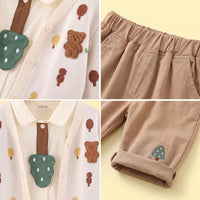 Boys Off White Jacquard Cardigan With Shirt And Pants Sets 3 pc. Sets