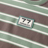 Boys Dark Grey Striped Short Sleeves T-Shirt With Denim Shorts Set 2 pc. Sets