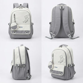 Kids Grey Rabbit Multi-Pocket School Backpack Trending Accessories
