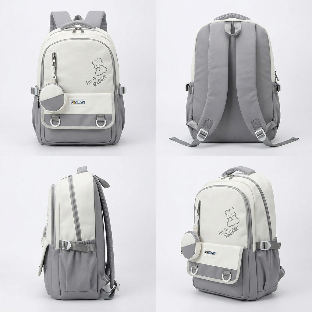 Kids Grey Rabbit Multi-Pocket School Backpack Trending Accessories