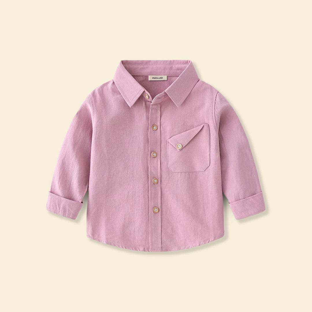 Boys Pink Long Sleeve Regular Shirt Shirts   