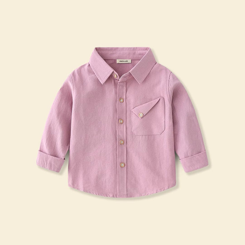 Boys Pink Long Sleeve Regular Shirt Shirts   