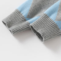 Boys Multicolor Regular Sweater With Self-Design Diamond Patterns Sweaters & Cardigans