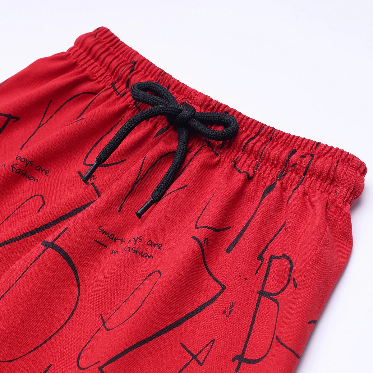 Boys Red Astronaut Graphic Short Sleeve T-shirt With Drawstring Shorts And Bag Sets Sets