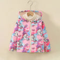 Girls Pink Unicorn Printed Front Zipper Hooded Winter Jacket Coats & Jackets Pink 1-2 Y