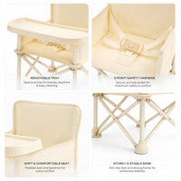 Kids Beige Foldable Baby Dining Chair With Tray & Umbrella Trending Accessories
