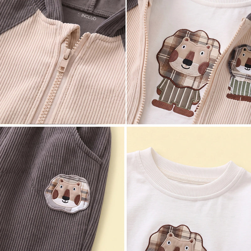 Boys Grey Graphic Sweatshirt & Joggers With T-Shirt Sets Sets