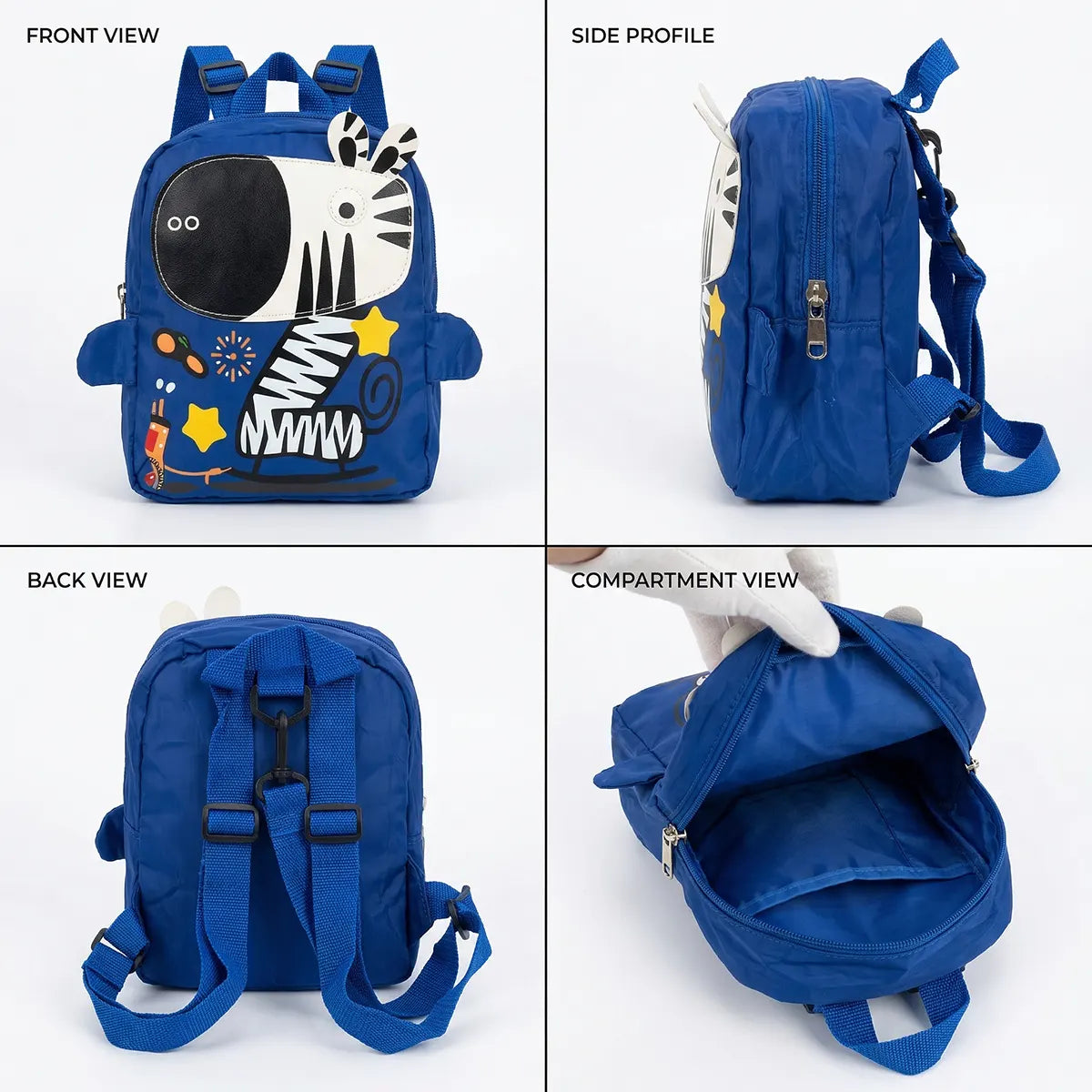 Boys Blue Animal-Theme Cotton School Backpack Trending Accessories