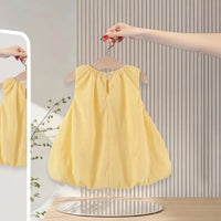 Girls Yellow Kitty Applique Balloon Dress Casual Dresses