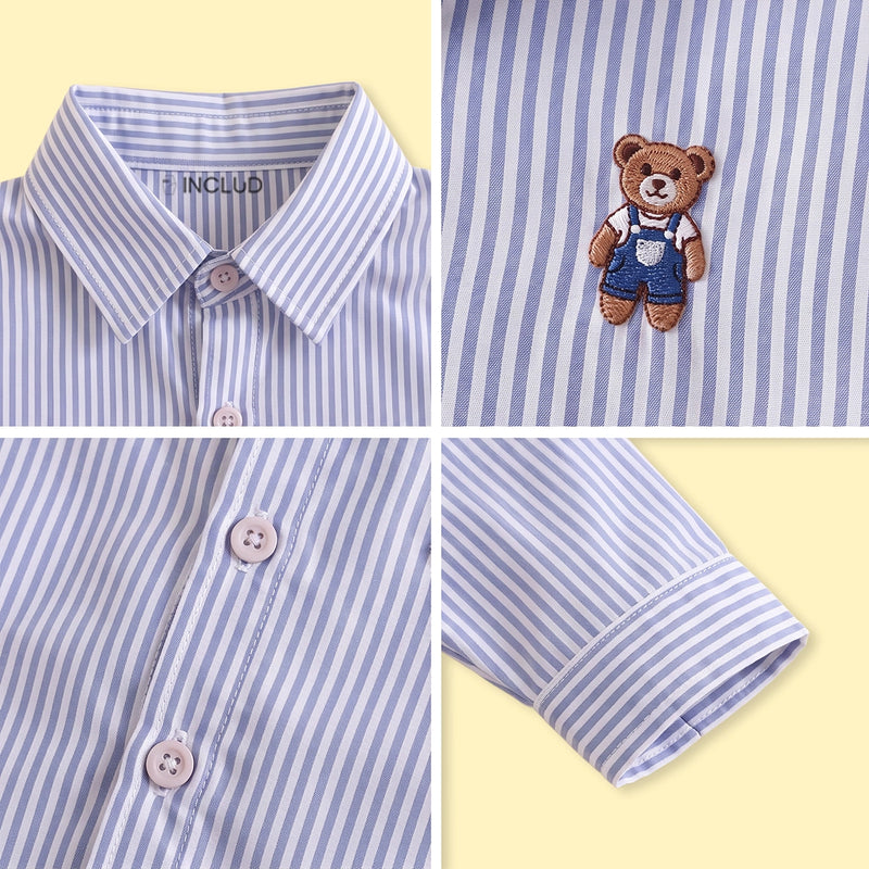 Boys Blue Striped Long Sleeve Shirt Shirts