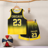 Boys Yellow Chicago Print Sleeveless T-Shirt With Shorts Set 2 pc. Sets Yellow 5-6 Y