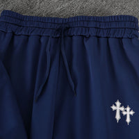 Boys Navy Blue Printed Fur Lined Sweatshirt With Pants Sets 2 pc. Sets