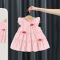 Girls Light Pink Mushroom Applique Short Sleeve Tiered Dress Casual Dresses Light Pink 1-2 Y
