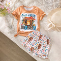 Girls Short Sleeve T-Shirt With White Floral Print Shorts Sets 2 pc. Sets White 3-4 Y