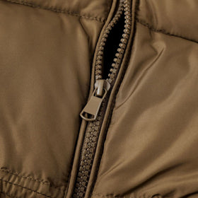 Girls Light Brown Solid Front Zipper Hooded Puffer Jacket Coats & Jackets