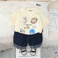 Boys Off White Animals Printed T-Shirt With Denim Shorts Set 2 pc. Sets Off White 1-2 Y