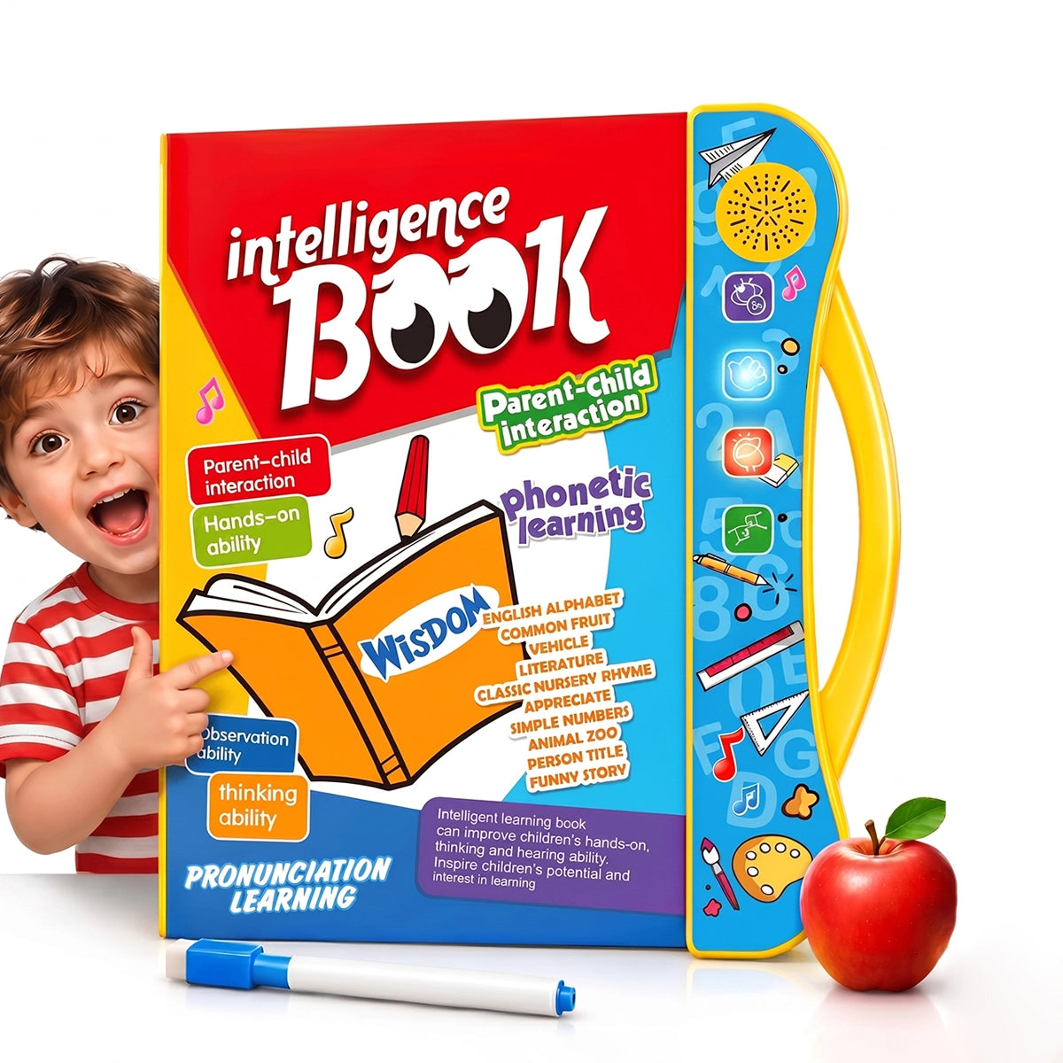 Interactive Talking Sound Book for Kids with Marker- Learn Alphabets, Numbers, Shapes & Phonics -Educational Musical Learning Toy for Toddlers -2 to 7 Years Trending Accessories Multicolor Onesize