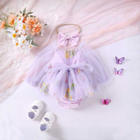 Girls Embroidered Puff Sleeves Romper Dress Casual Dresses   