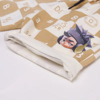 Boys Light Brown Check Graphic T-Shirt With Elasticated Shorts Sets Sets