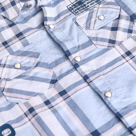 Boys Blue Checked Short Sleeves Shirt With Cargo Shorts & T-Shirt Sets Sets