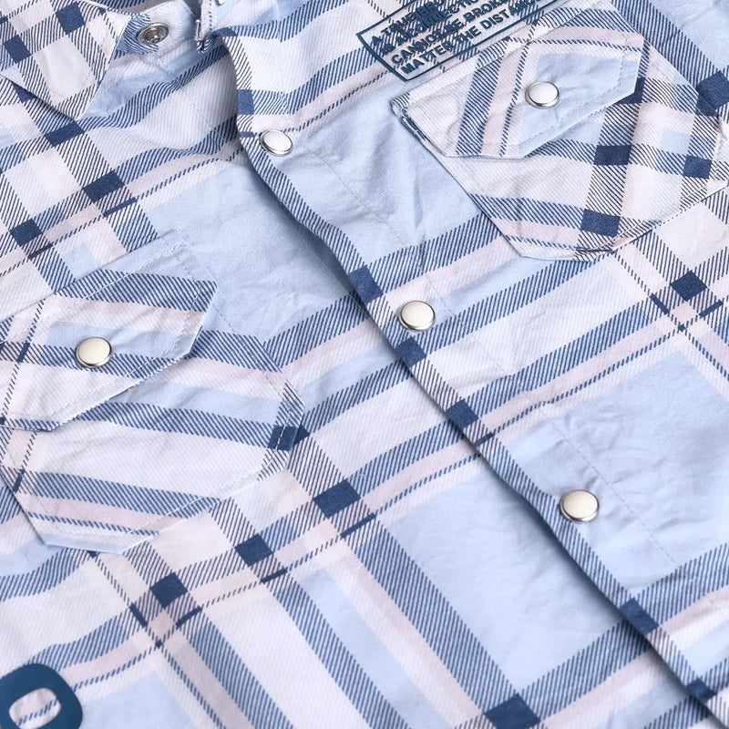 Boys Blue Checked Short Sleeves Shirt With Cargo Shorts & T-Shirt Sets Sets