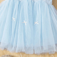 Girls Light Blue Sleeveless Heart Applique Tutu Dress Casual Dresses
