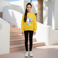 Girls Yellow Unicorn Heart Graphics Round Neck Sweatshirt Sweatshirts & Hoodies Yellow 6-7 Y