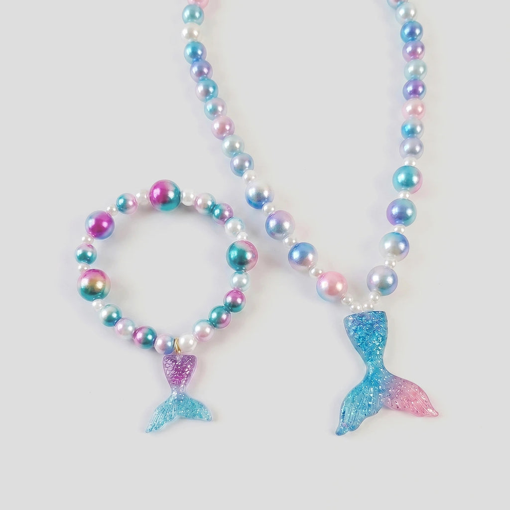Pack Of 3 Girls Multicolour Mermaid Shell Beaded Necklace & Bracelet Sets Necklace and Bracelet