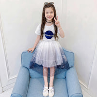 Girls White Planet Graphic Short Sleeve T-Shirt With Skirt Sets 2 pc. Sets White 3-4 Y