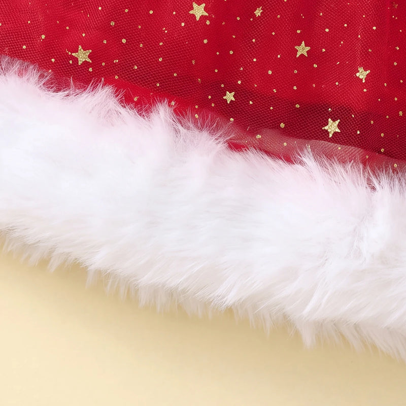 Girls Santa Inspired Fit & Flare Embellished Dress Casual Dresses